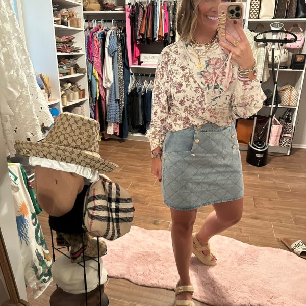 Gold Button Denim Skirt