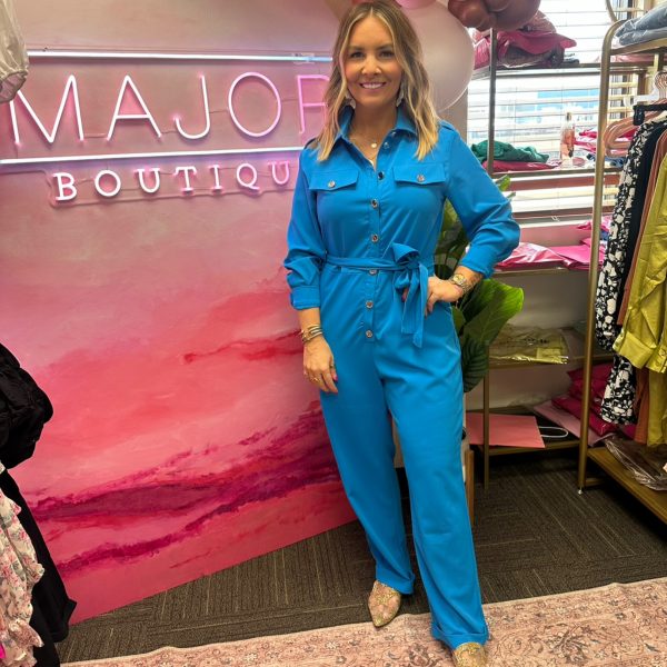 Turquoise blue jumpsuit bk9315