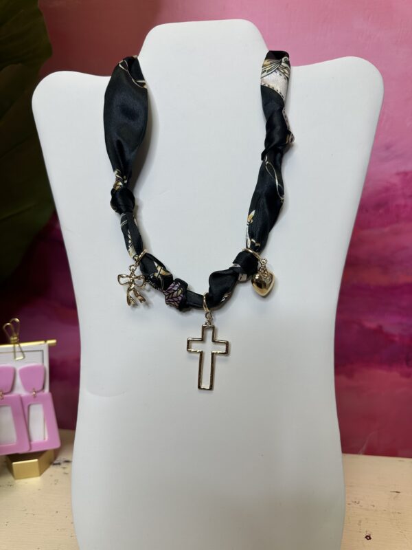 Charmé Silk Wrap Necklace-Black - Image 2