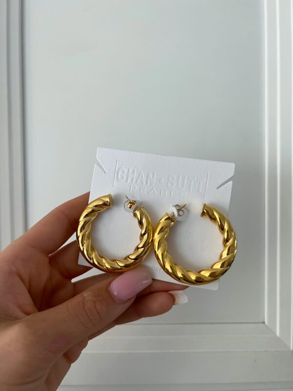 Gold Twisted Hoop - Image 2