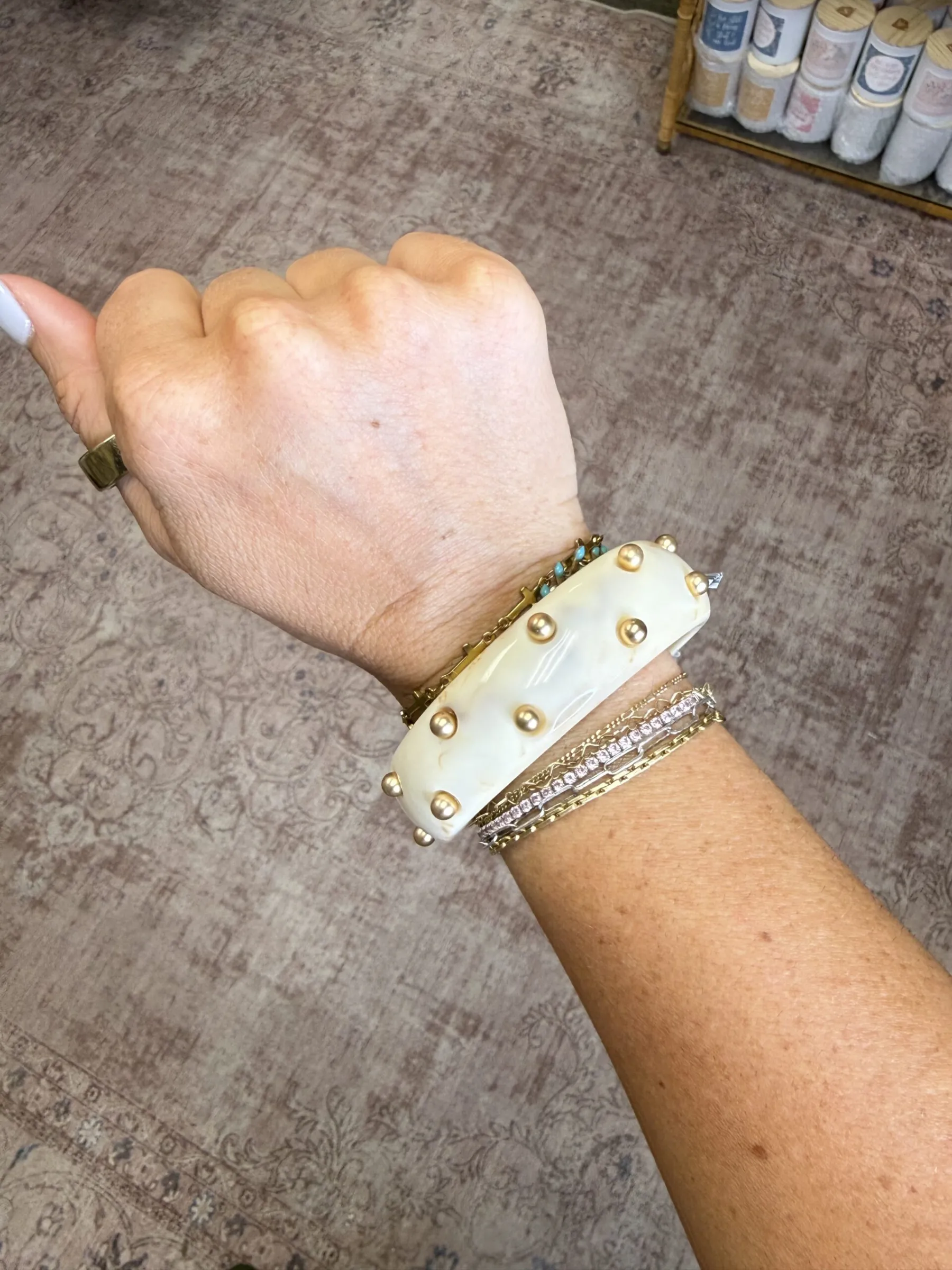 large bangle ivory studs
