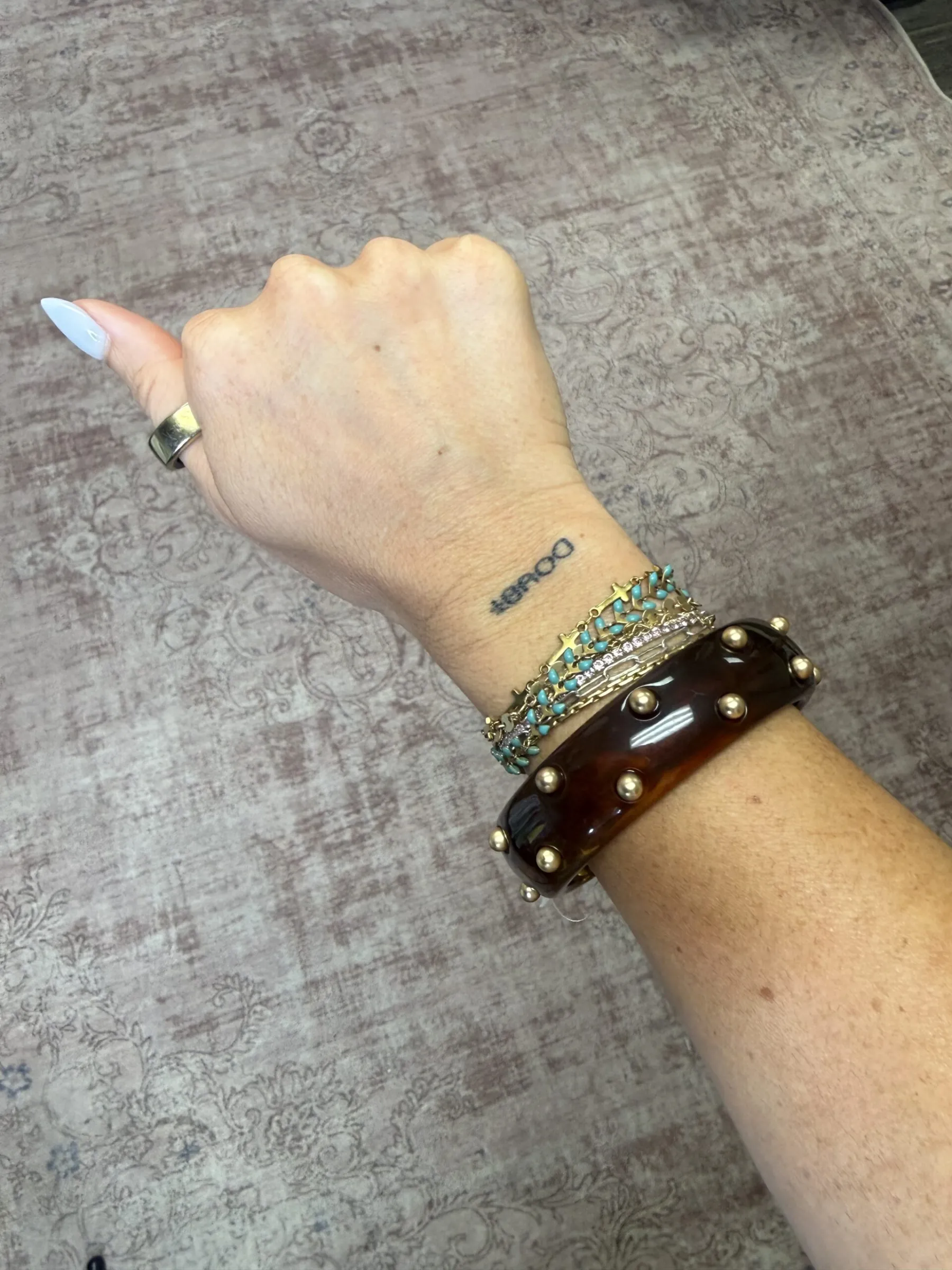 large bangle brown studs