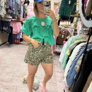 Leopard Denim Shorts