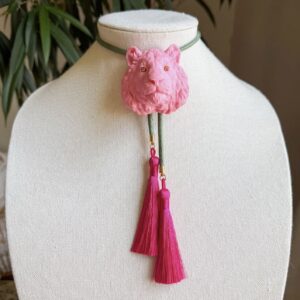 Tiger Bolo Bubblegum Pink with Olive & Fuchsia