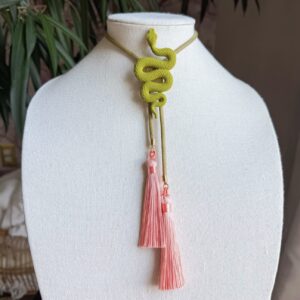 Snake Bolo Olive Green with Bronze & Peach
