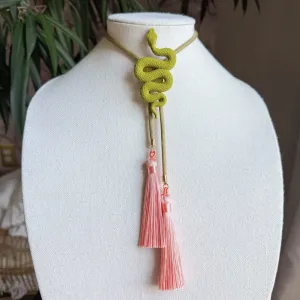 Snake Bolo Olive Green with Bronze & Peach