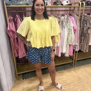 Dot Denim Shorts