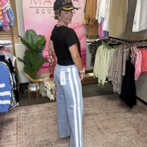 Slouchy Baggy Waistband Drawstring And Side Contrast Strap