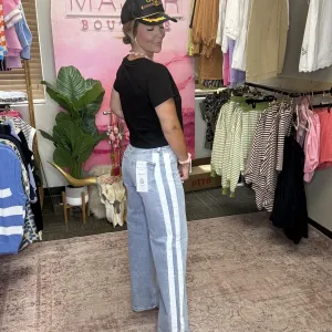 Slouchy Baggy Waistband Drawstring And Side Contrast Strap